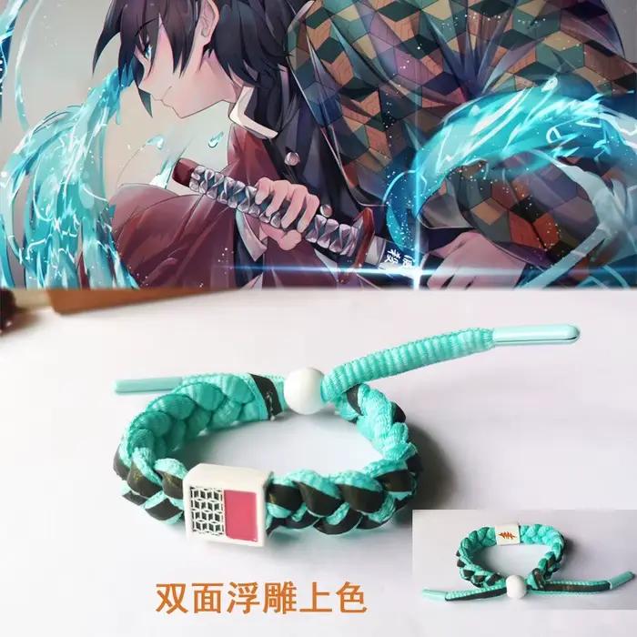 Bracelet de Cosplay Anime Kamado Tanjiro, Kamado Nezuko, tricoté à la main, accessoires de Couple, cadeau de noël