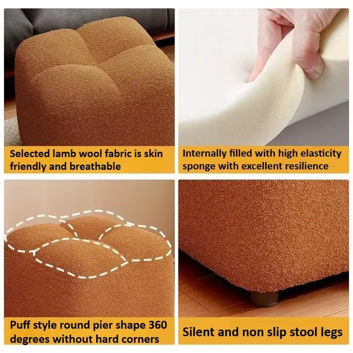 Petit pouf en laine d'agneau - Coussin d'assise moelleux pour canapé