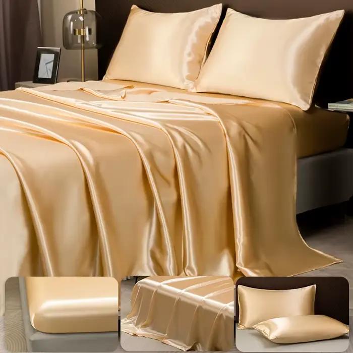 Parure de lit en satin de couleur unie opulente