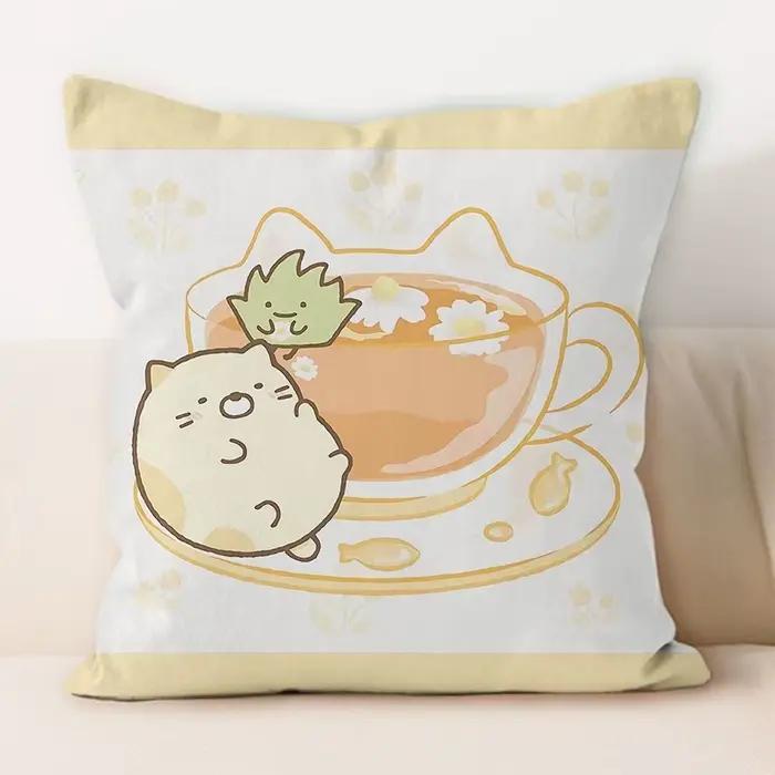 Housse de coussin Kawaii Sumikko Gurashi Tea Time