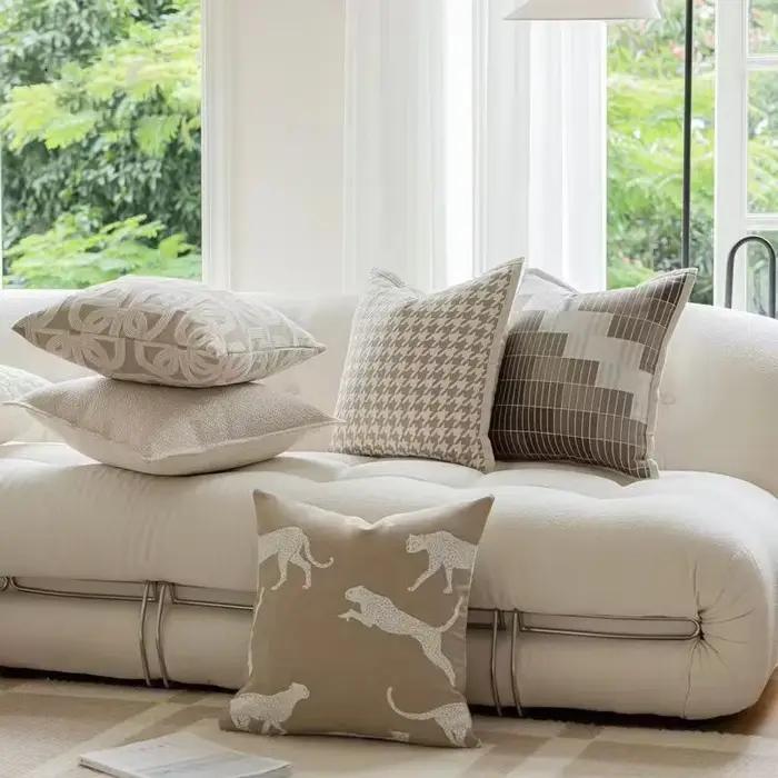 Housse de coussin de luxe légère à flocons d'avoine