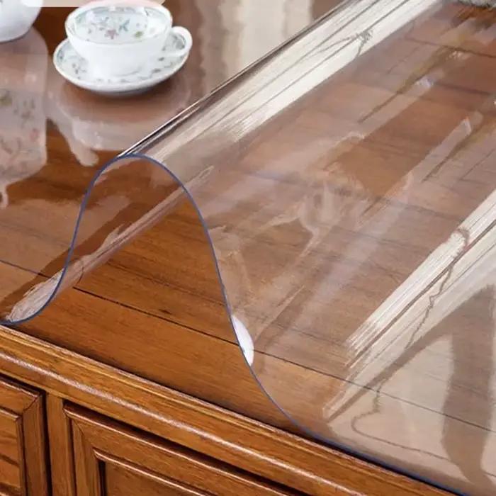 Nappe de Table transparente en PVC, imperméable, résistante à l'huile, tapis de bureau en verre souple, Protection de Surface pour Table à manger de cuisine intérieure/extérieure