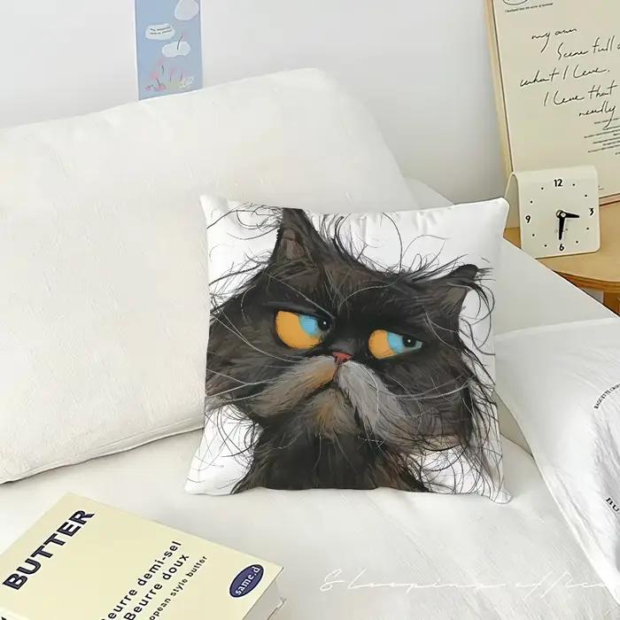 Juste de coussin d'art de chat lunatique