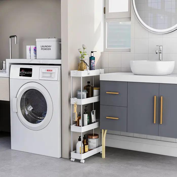 Support de rangement multifonction pour salle de bain, 3/4 couches, avec roulettes, organisateur de produits d'hygiène alimentaire, chariot de rangement pour salon et cuisine