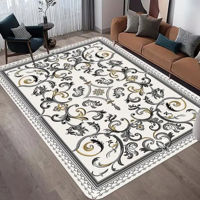 Tapis oriental vintage vert à motifs floraux