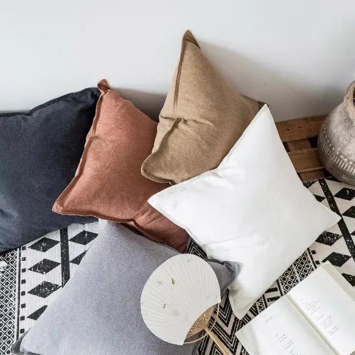 Housse de coussin de canapé en coton et lin