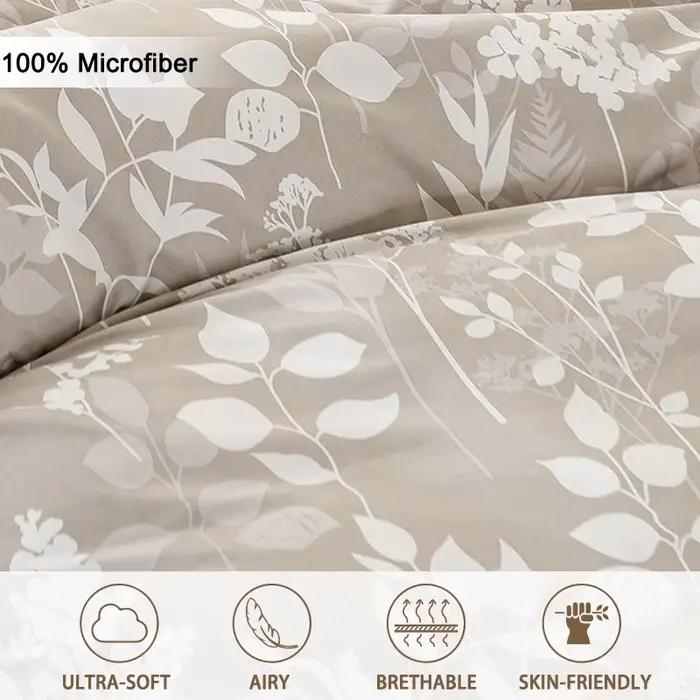 3 pièces/ensemble ensemble de housse de couette à motif Floral feuille (1