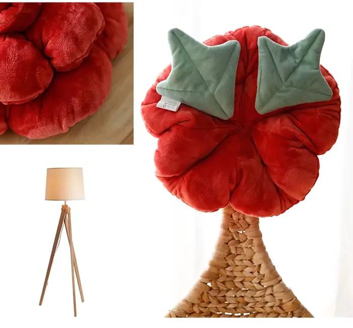 Coussin en peluche Design Rose avec fleurs, oreiller de taille créatif, joli coussin de taille pour dos de canapé de chevet et de voiture