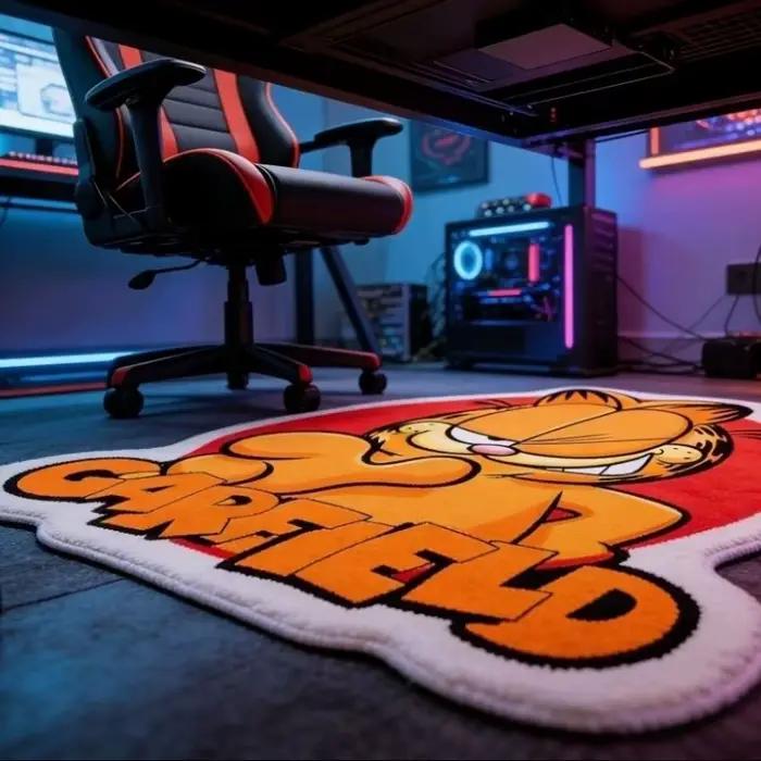 Tapis mignon de dessin animé Garfield, kawaii, pour chambre de garçons et de filles, salon, chevet, tapis en polaire corail, marchandises d'anime en gros