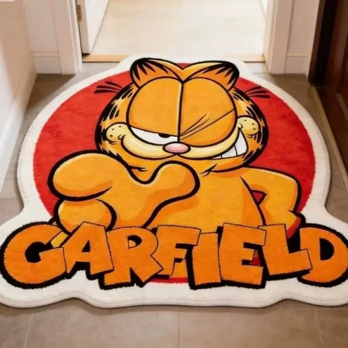 Tapis mignon de dessin animé Garfield, kawaii, pour chambre de garçons et de filles, salon, chevet, tapis en polaire corail, marchandises d'anime en gros