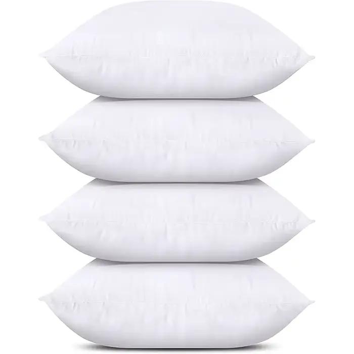 4 ou 2 pièces ensemble coussin noyau confort literie 18x18 pouces jeter oreiller blanc doux oreillers décoratifs pour canapé-lit canapé en gros