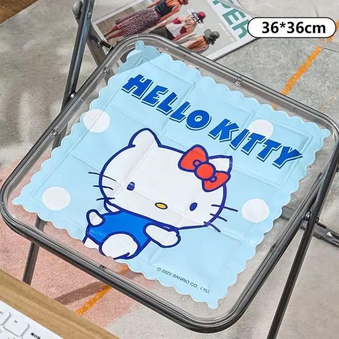 Coussin de siège rafraîchissant Hello Kitty sous licence Sanrio, 37 cm, tapis de gel glacé d'été antidérapant pour chaise de bureau ou de voiture, cadeau, en stock