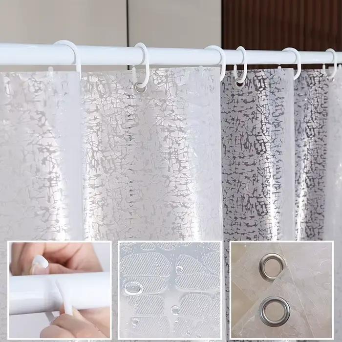Rideaux de douche transparents à motif géométrique ondulé
