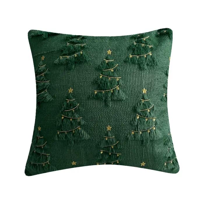 Housse de coussin décorative en peluche de noël