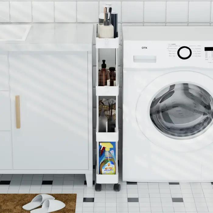 Support de rangement multifonction pour salle de bain, 3/4 couches, avec roulettes, organisateur de produits d'hygiène alimentaire, chariot de rangement pour salon et cuisine