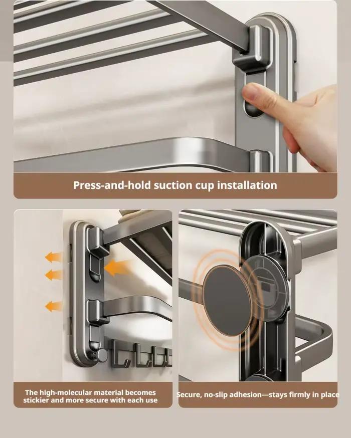 Porte-serviettes pliable à ventouse