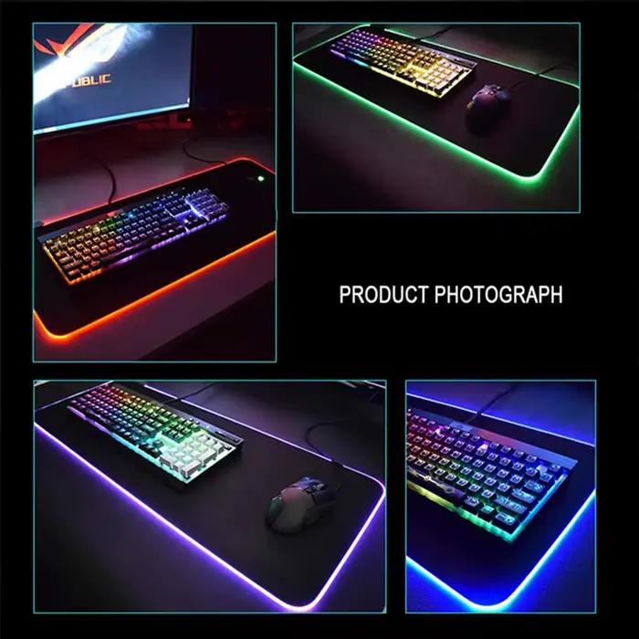 Tapis de souris RGB XXL HD grand format pour jeux vidéo, antidérapant, en caoutchouc, durable, avec LED, pour clavier, ordinateur portable, accessoires PC, tapis de bureau, Resident Evil Requiem