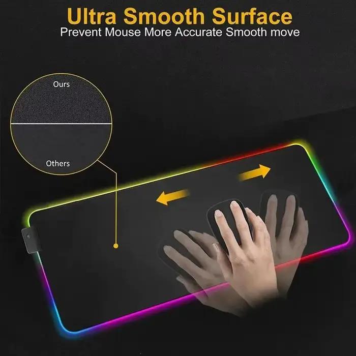 Tapis de souris d'art géométrique XXL RGB tapis de souris de jeu HD accessoires de joueur grand tapis de souris lumière LED tapis d'ordinateur avec rétro-éclairage
