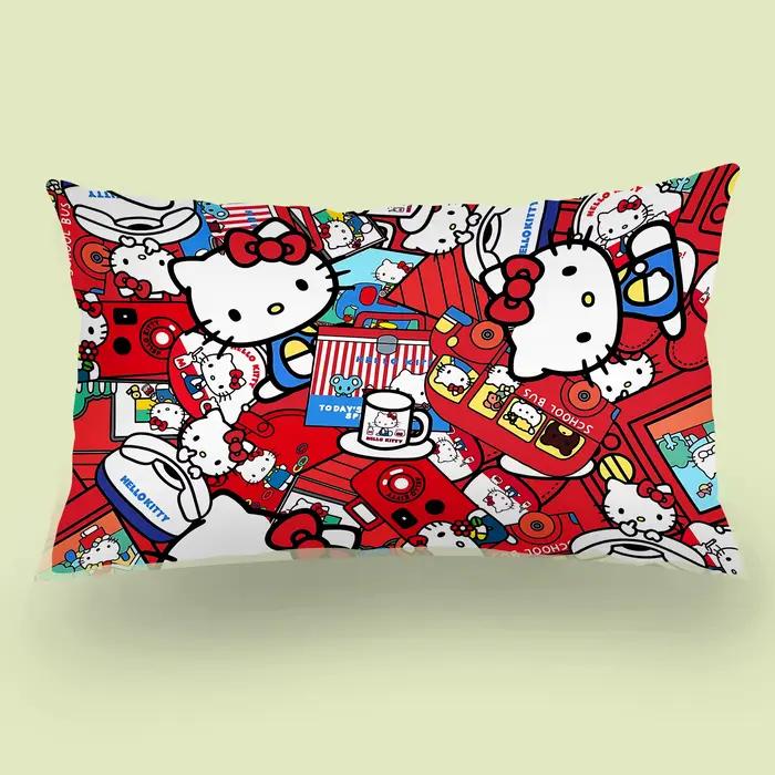 Dessin animé mignon Hello Kitty taies d'oreiller dessin animé canapé décoratif maison Double face impression courte en peluche mignon housse de coussin