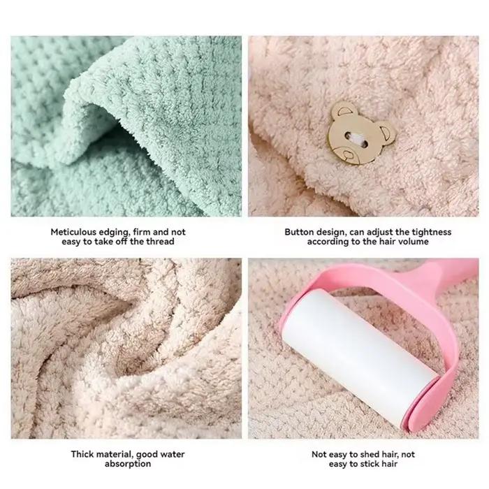 Tête d'ananas essuyage séchage rapide grille féminine bonnet de cheveux secs Double couche épaissi absorbant corail