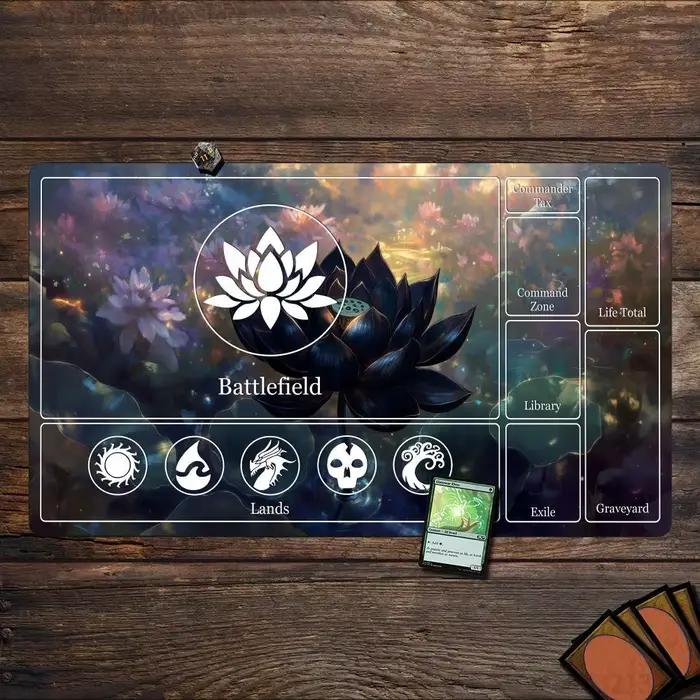 Tapis de jeu Magic Playmat avec zones, tapis de jeu MTG, design Dark Lotus, tapis de bureau, extension de clavier gamer, tapis de souris en caoutchouc antidérapant