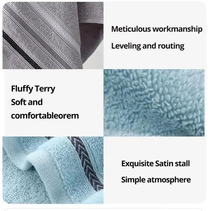Serviette de bain, serviettes en coton pur doux à séchage rapide avec motif rayé moderne