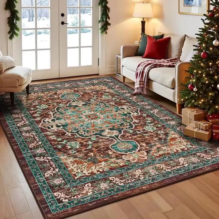 VIKAMA Tapis oriental persan vintage avec motif floral