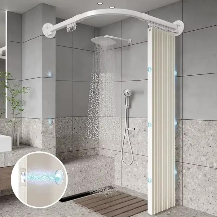 Kit complet rideau de douche courbé pour salle de bain
