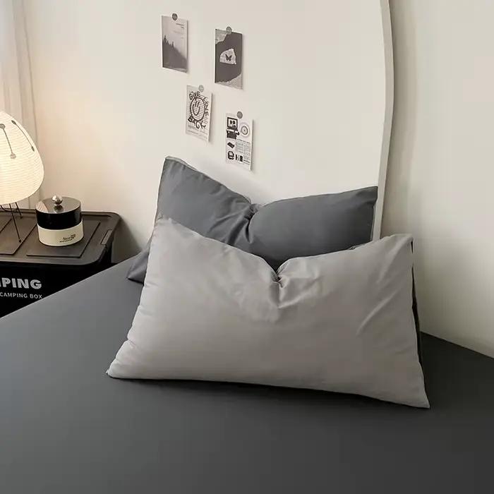 Parure de lit en microfibre brossée de couleur unie