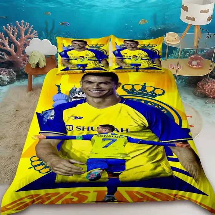 Housse de couette FashionFootball Star R-Ronaldo, ensemble de literie imprimé, housse de couette, couette, pour jeunes, filles, garçons, cadeau d'anniversaire