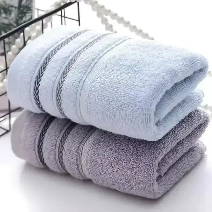 Serviette de bain, serviettes en coton pur doux à séchage rapide avec motif rayé moderne