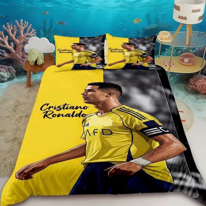 Housse de couette FashionFootball Star R-Ronaldo, ensemble de literie imprimé, housse de couette, couette, pour jeunes, filles, garçons, cadeau d'anniversaire