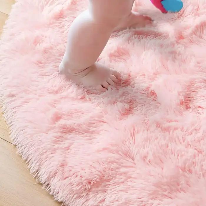 100/120/140/160 tapis rond moelleux doux tapis pour enfants filles chambre princesse château peluche Shag tapis mignon cercle chambre décor