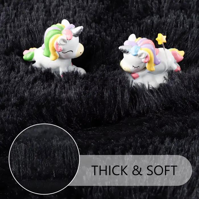 Tapis rond moelleux noir pour chambre à coucher