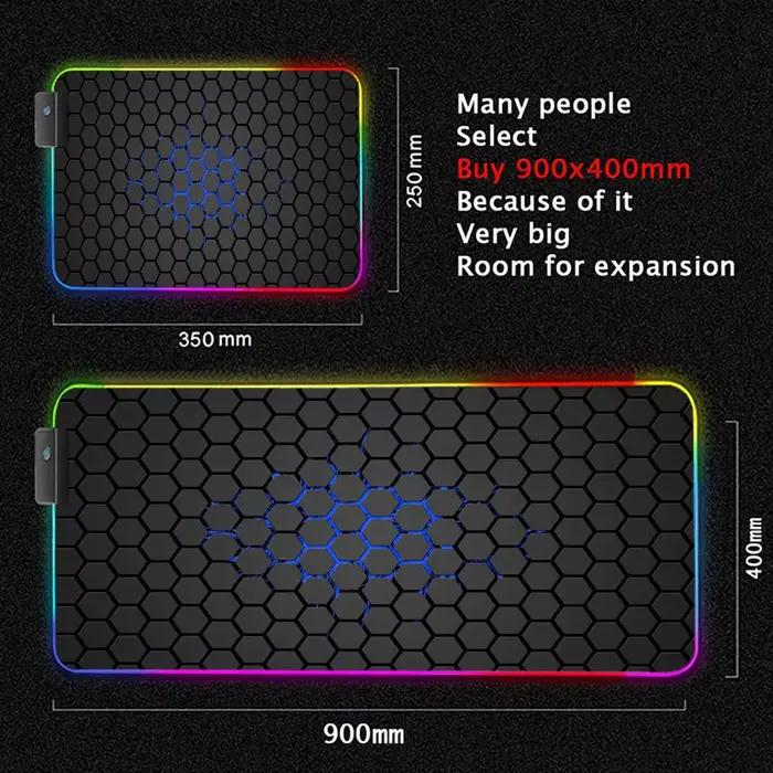 Tapis de souris d'art géométrique XXL RGB tapis de souris de jeu HD accessoires de joueur grand tapis de souris lumière LED tapis d'ordinateur avec rétro-éclairage