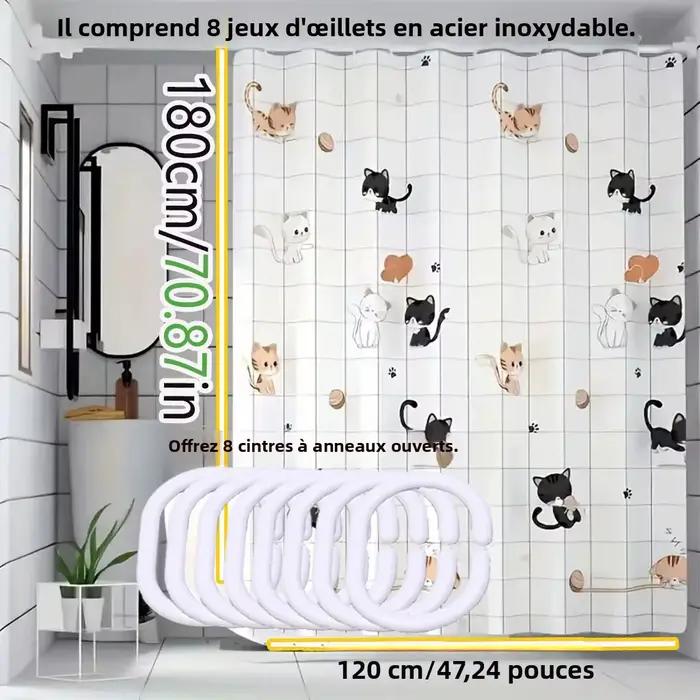 Rideau de douche simple avec motif de chat coquin