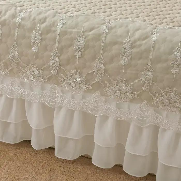 Jupe de lit en dentelle matelassée épaisse de couleur unie