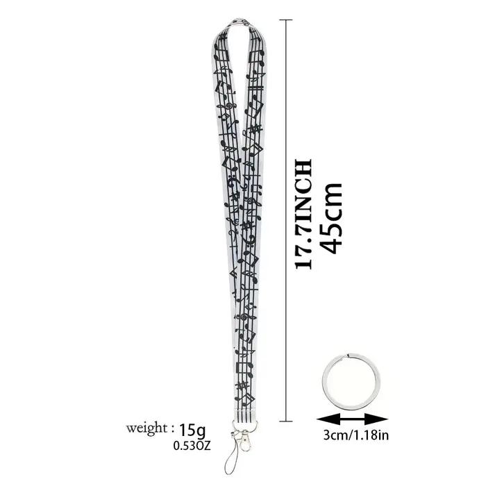 Lanières de Notes musicales pour clés, sangle de cou, porte-carte d'identité, corde de suspension, sangle de téléphone portable, porte-clés, accessoires