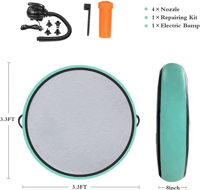 Tapis de gymnastique rond gonflable en PVC en gros, tapis de yoga et de Pilates avec sangle de transport, antidérapant, épaisseur 20 mm pour enfants