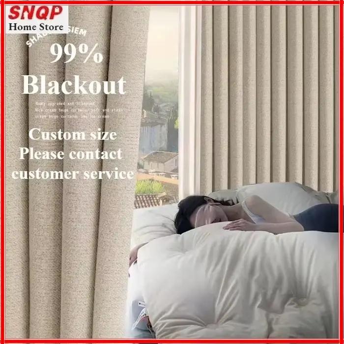 Rideaux de fenêtre occultants en coton et lin épais français, beiges, pour salon, chambre à coucher de luxe, salle à manger, décor d'hôtel, Tulle blanc