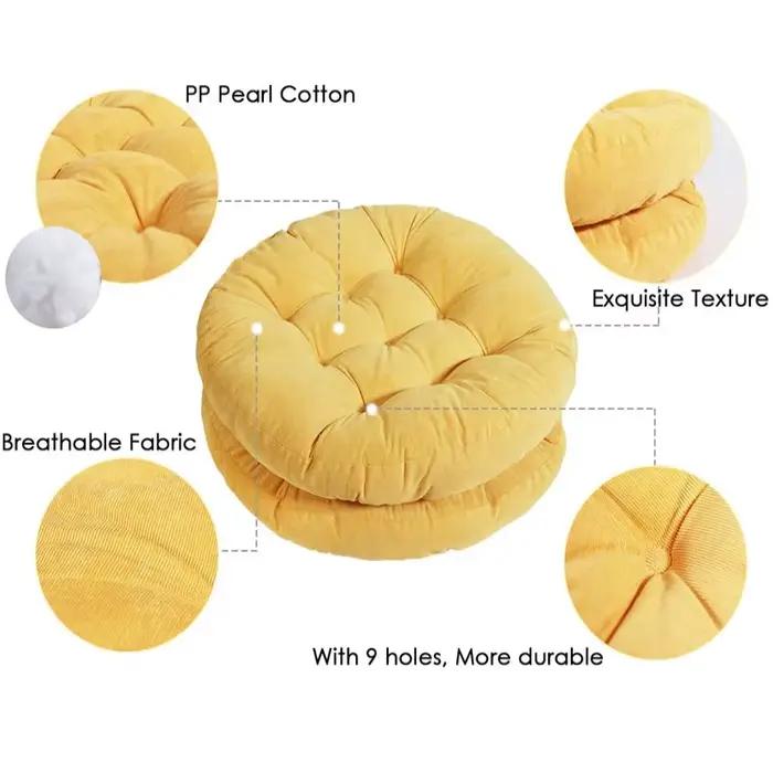 Inyahome Coussins ronds Meditation Grand oreiller de sol pour enfants et adultes Coussin pour sièges au sol Yoga Salon Bureau