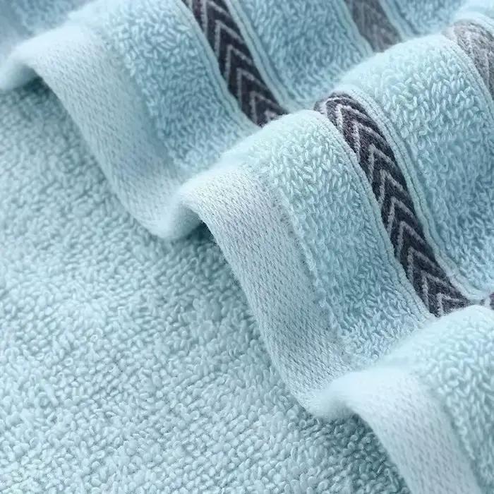 Serviette de bain, serviettes en coton pur doux à séchage rapide avec motif rayé moderne