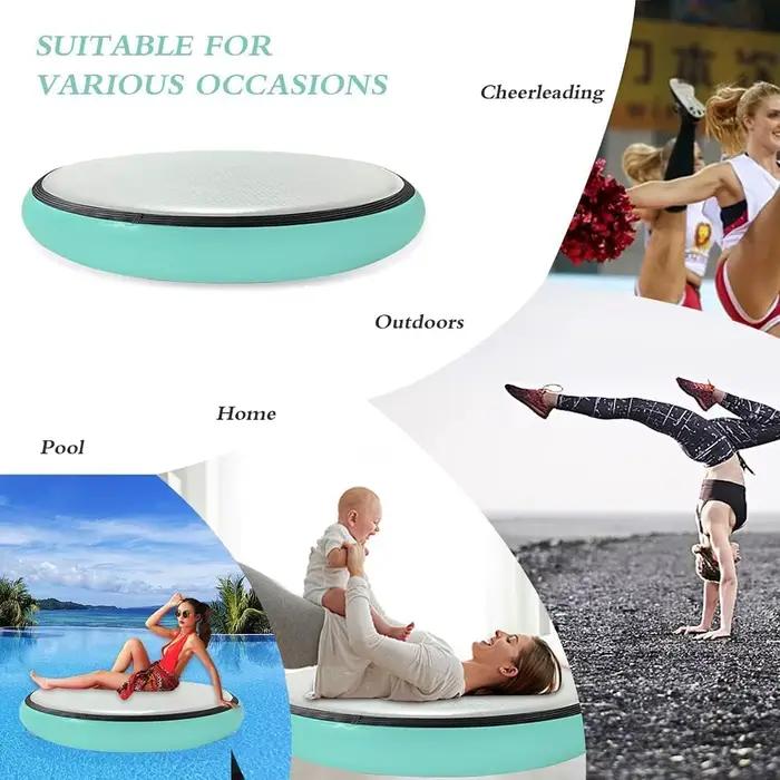 Tapis de gymnastique rond gonflable en PVC en gros, tapis de yoga et de Pilates avec sangle de transport, antidérapant, épaisseur 20 mm pour enfants