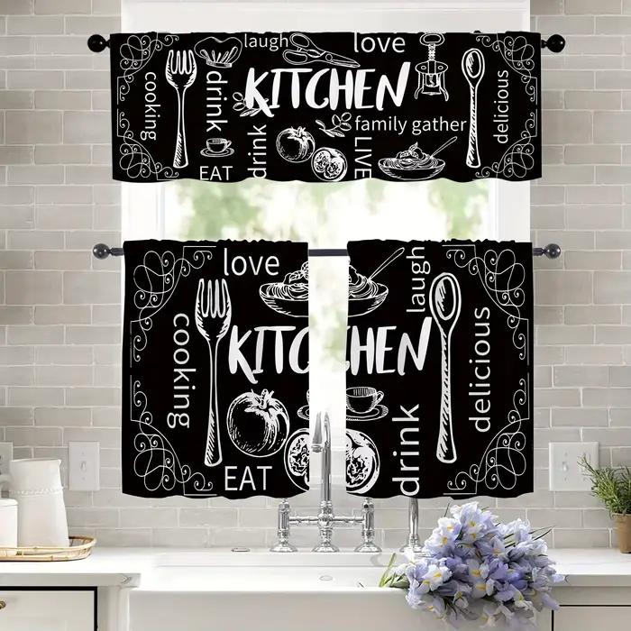 Rideaux courts occultants VIKAMA style ferme avec passe-tringe pour cuisine