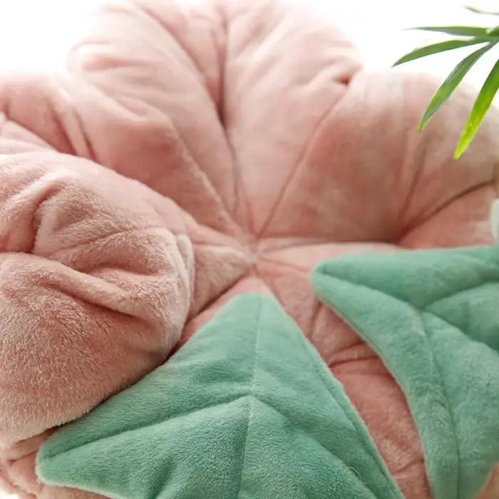 Coussin en peluche Design Rose avec fleurs, oreiller de taille créatif, joli coussin de taille pour dos de canapé de chevet et de voiture