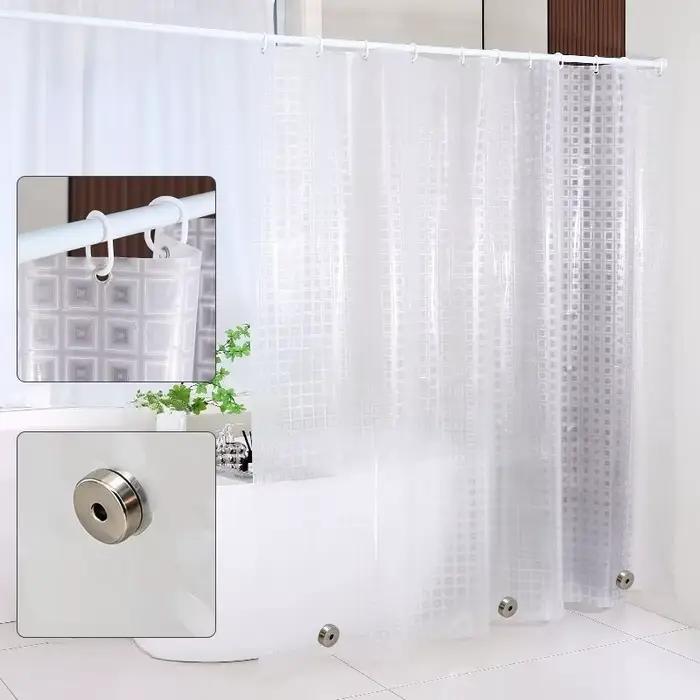 Rideaux de douche transparents à motif géométrique ondulé