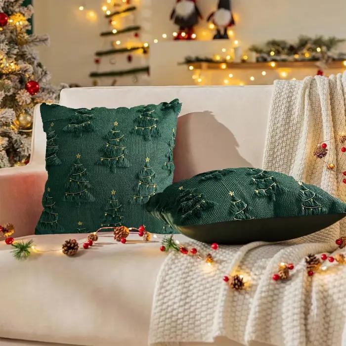 Housse de coussin décorative en peluche de noël