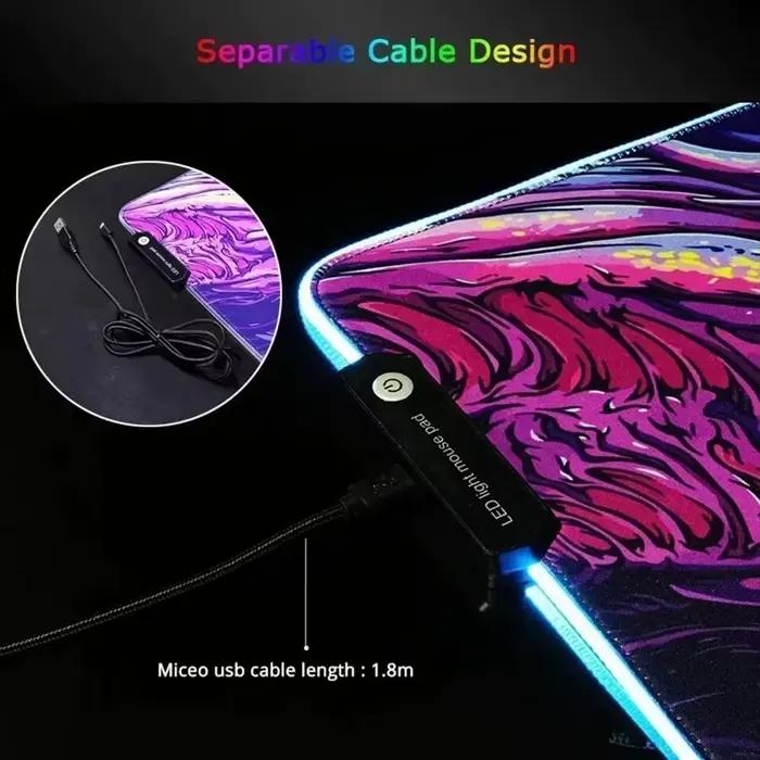Tapis de souris RGB XXL HD grand format pour jeux vidéo, antidérapant, en caoutchouc, durable, avec LED, pour clavier, ordinateur portable, accessoires PC, tapis de bureau, Resident Evil Requiem