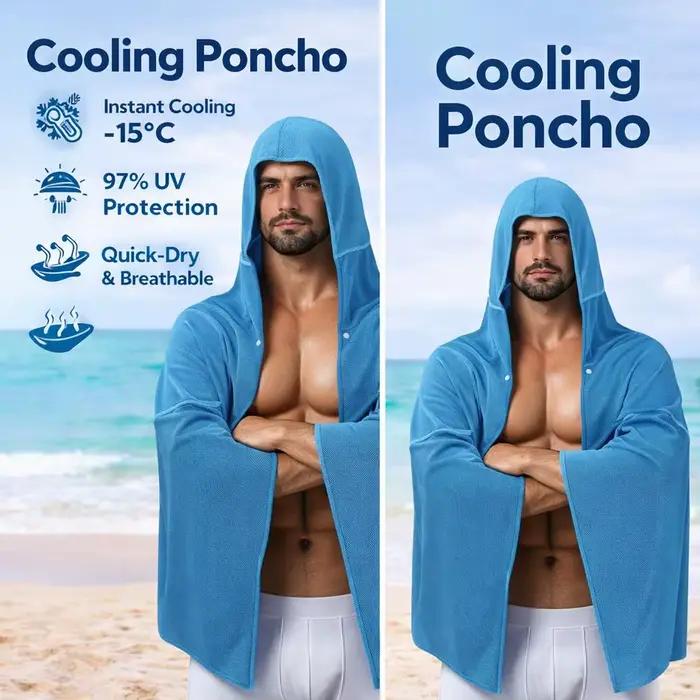 Poncho de Bain Rafraîchissant à Capuche 5 Couleurs
