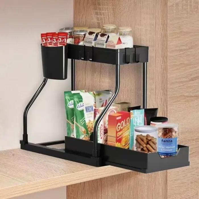 Organisateur sous évier de salle de bain, rangement multi-niveaux pour tiroirs de cuisine, étagère à épices et articles divers pour la maison